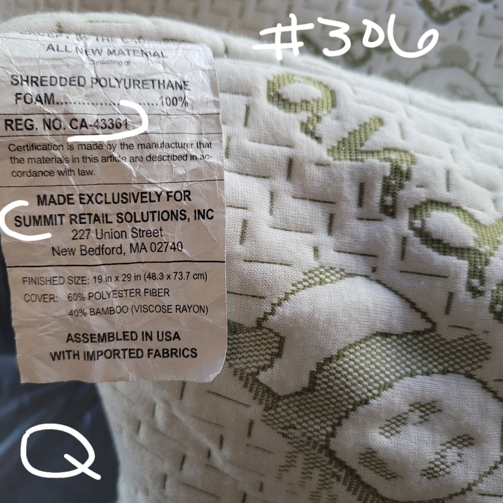 Bamboo #306 Pillow 6" Shredded Memory Foam NWOT flaw Removable Cover Costco - Picture 9 of 16